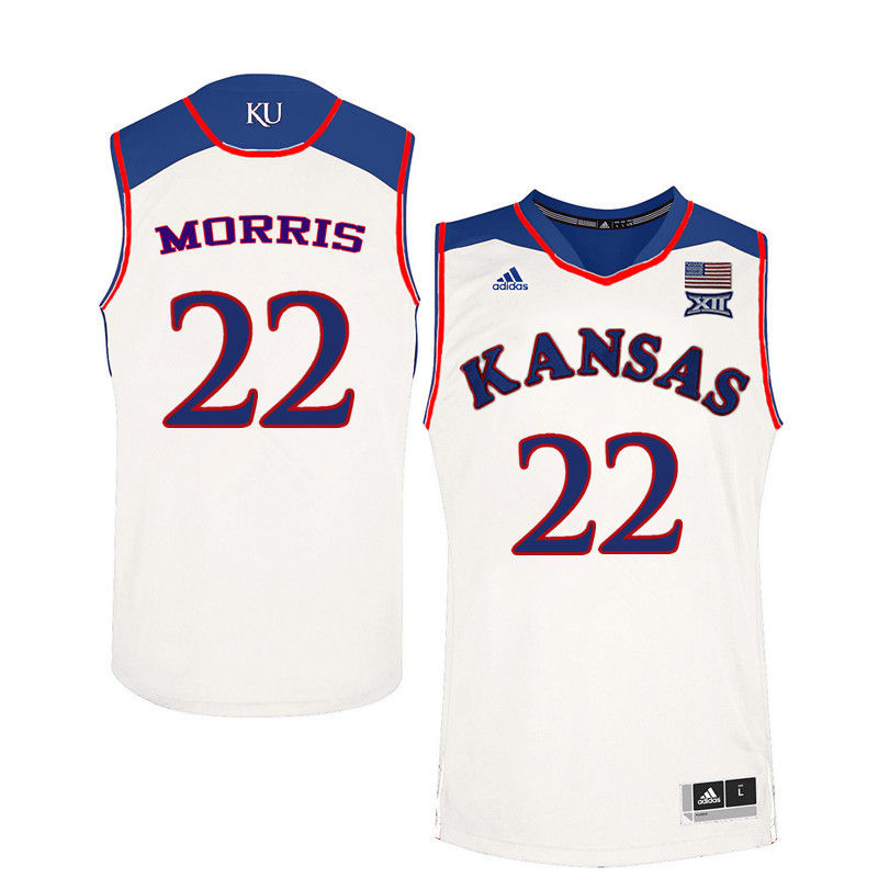 Men Kansas Jayhawks #22 Marcus Morris College Basketball Jerseys-White